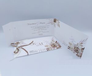 Προσκλητήρια γάμου με λουλούδια, μονογράμματα| 19g014 va flowers NewAge invitations
