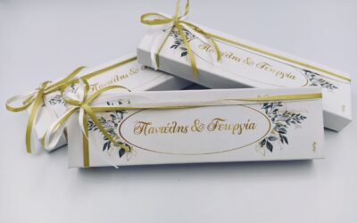 Μπομπονιέρες γάμου με θέμα της επιλογής σας - θεματικό, κουτί, κουτάκι 5x18x2εκ. | Newage μπομπονιέρα ΚΟΥΤ13520 20g001 | Γέμισμα με 5 κουφέτα Crispy, έτοιμο δεμένο.