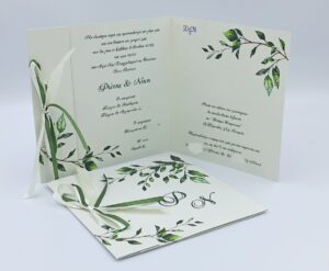 Προσκλητήρια γάμου με πράσινα φύλλα, κλαδιά, φύση | Newage invitations 20g011 tr green leaves.